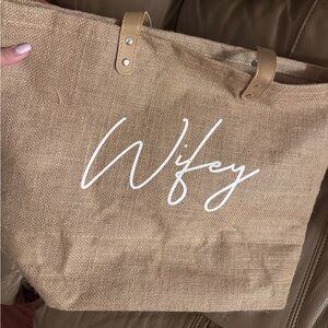 Wifey Tan Tote Bag